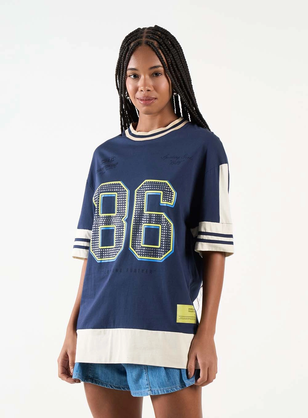 Camiseta Overzised Estampada Azul 2
