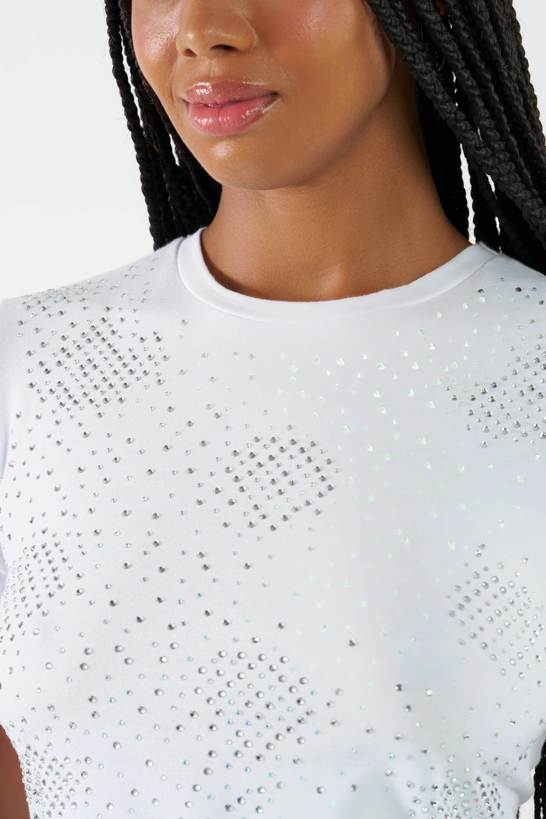 Camiseta Baby Look Com Aplicação Branco 2