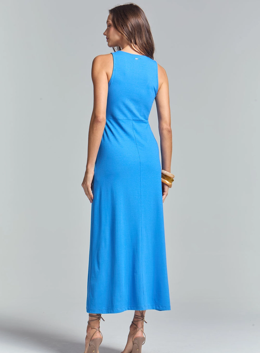 Vestido Slim Decote V Com Alças Azul 4