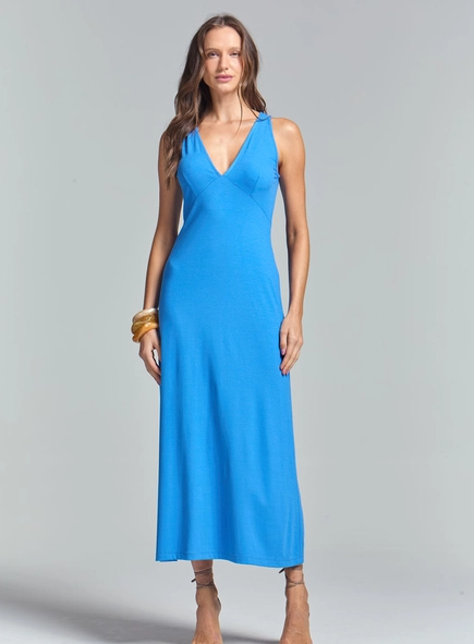 Vestido Slim Decote V Com Alças