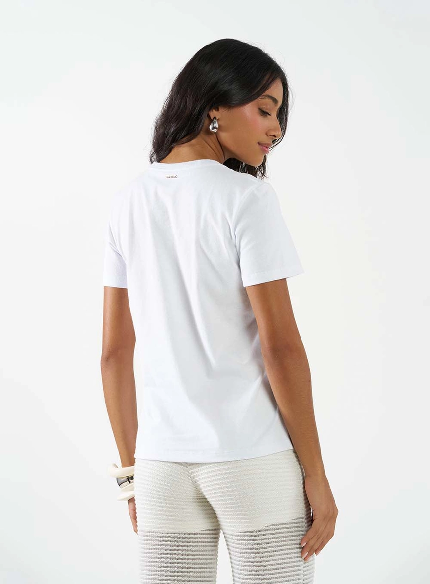Camiseta Básica Regular Estampada Branco 2