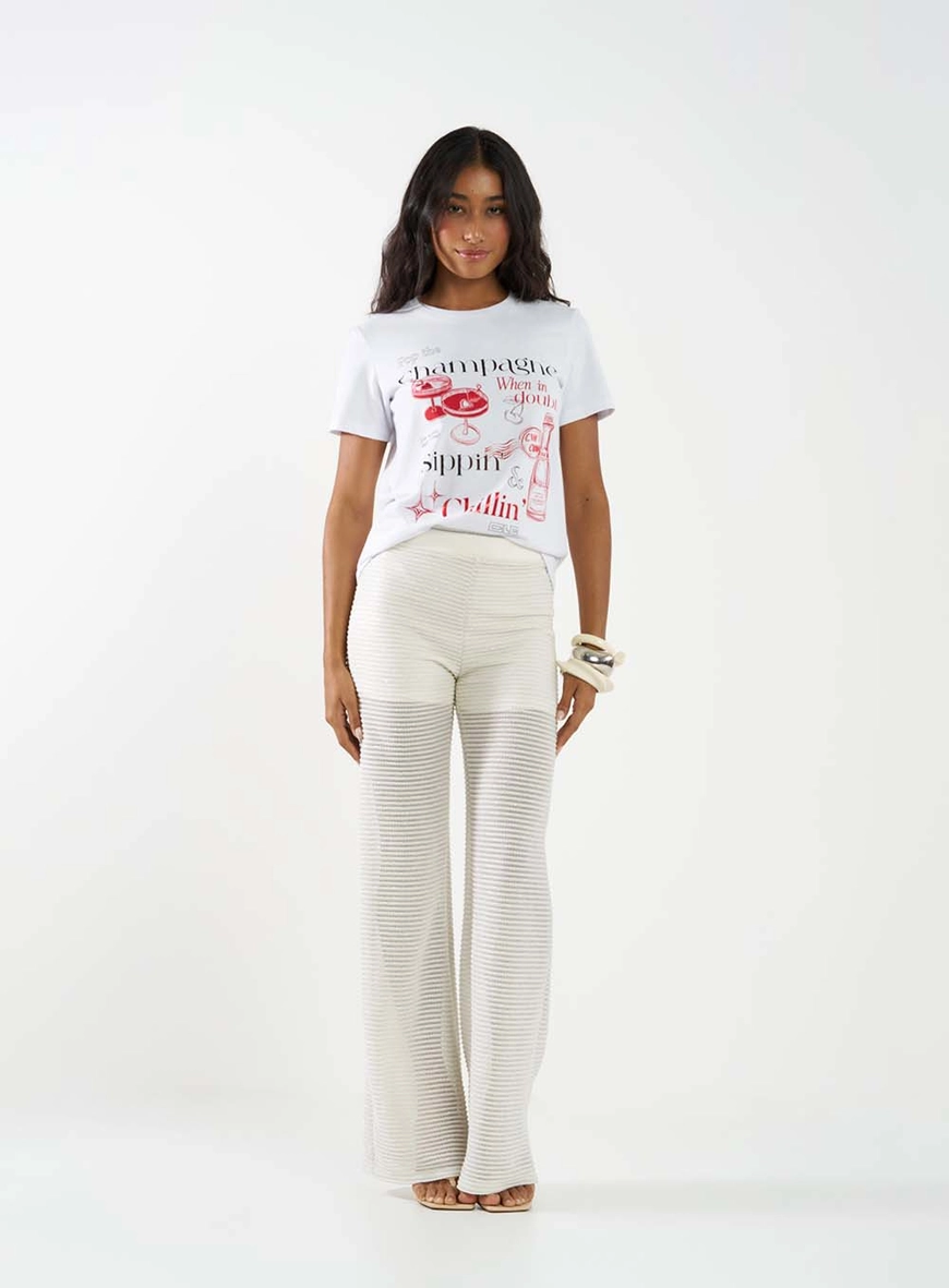 Camiseta Básica Regular Estampada Branco 4