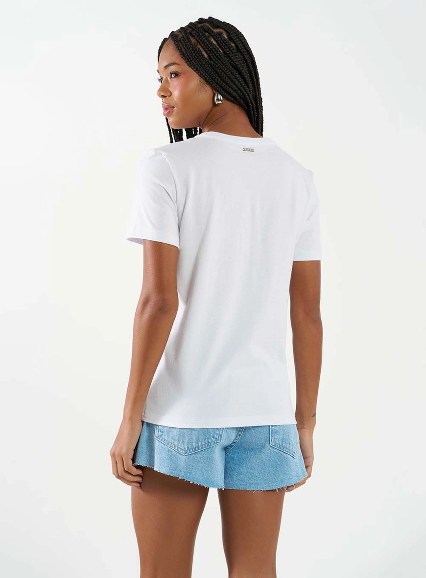 Camiseta Regular Básica Com Estampa Branco 3