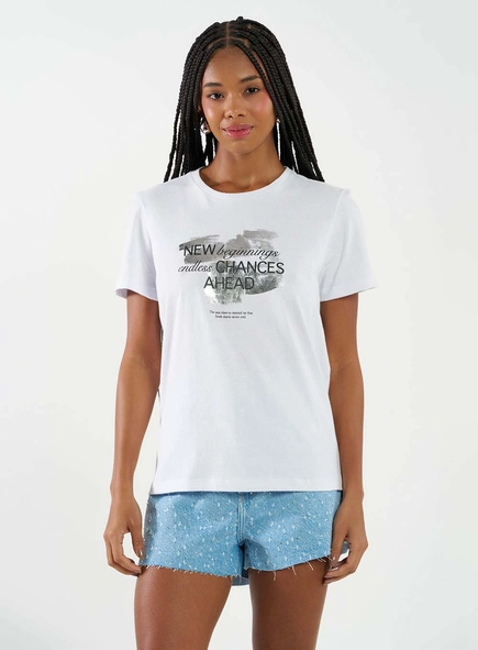 Camiseta Regular Básica Com Estampa