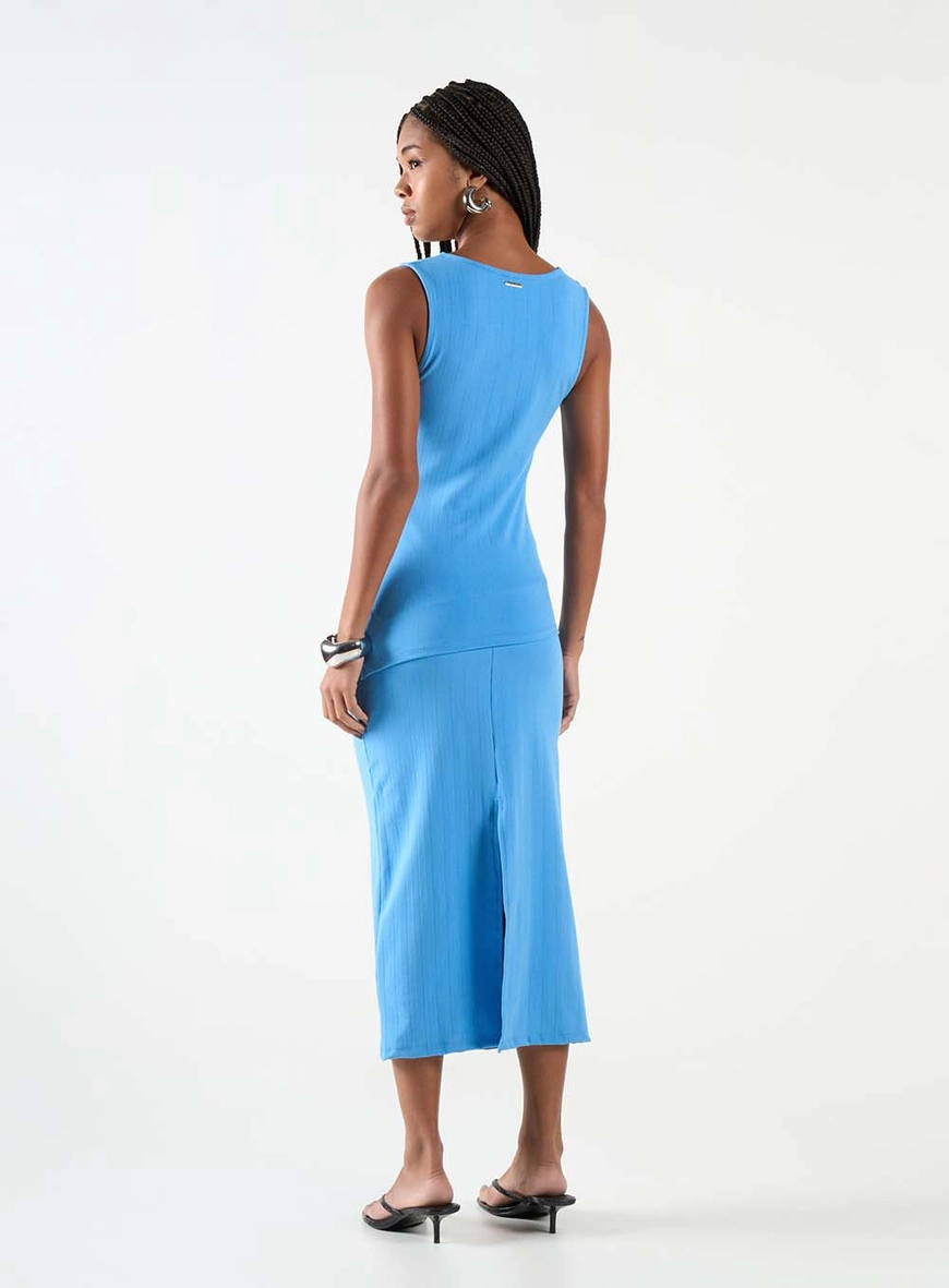 Blusa Slim Canelada Assimétrica Azul 4
