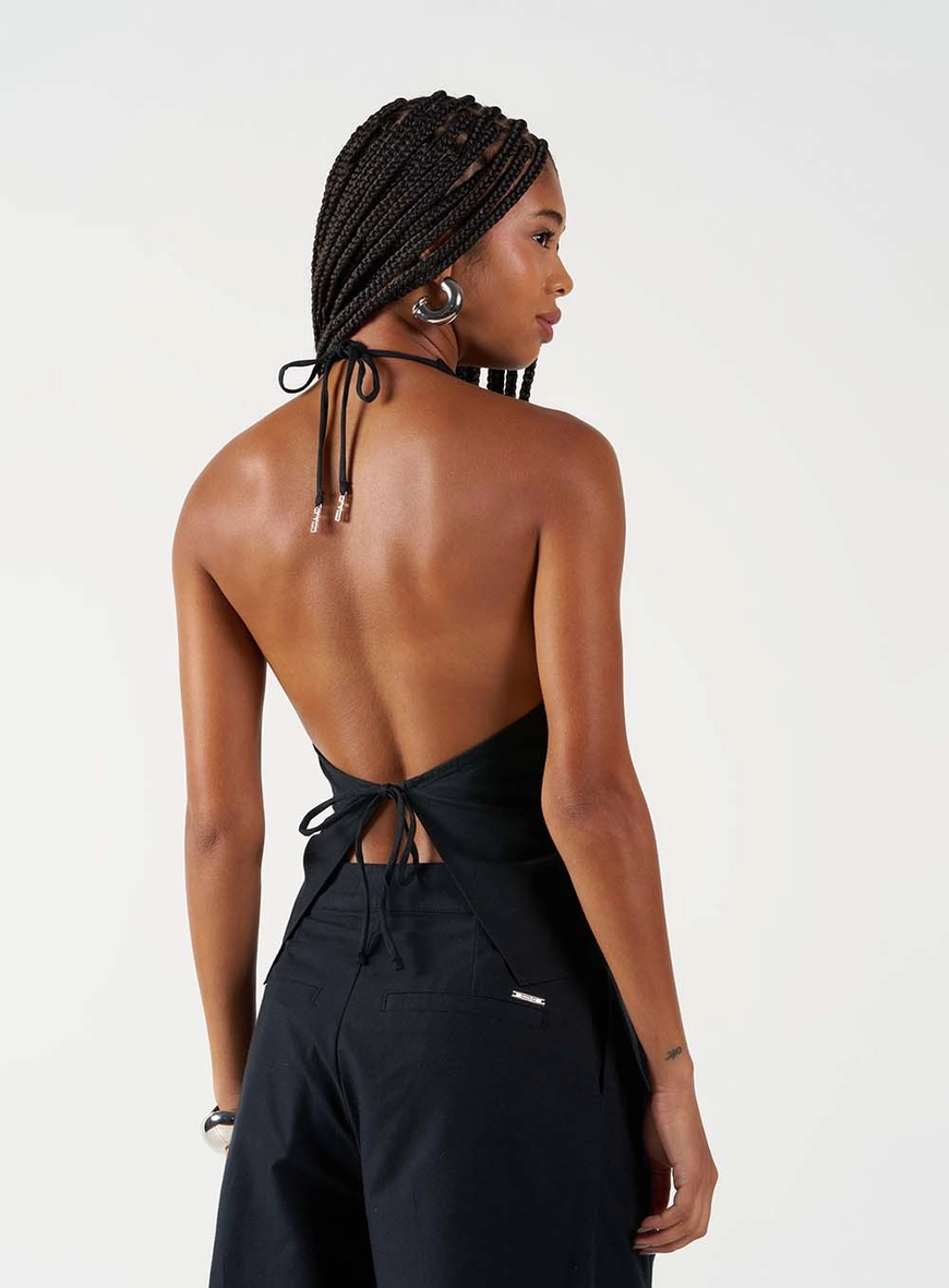 Blusa Halter Neck Com Amarração Preto 3