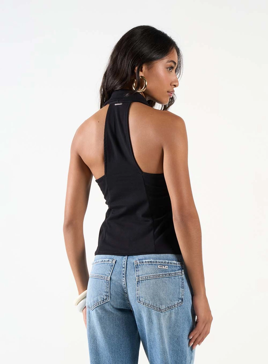Blusa Halter Slim Gola Polo Preto 3
