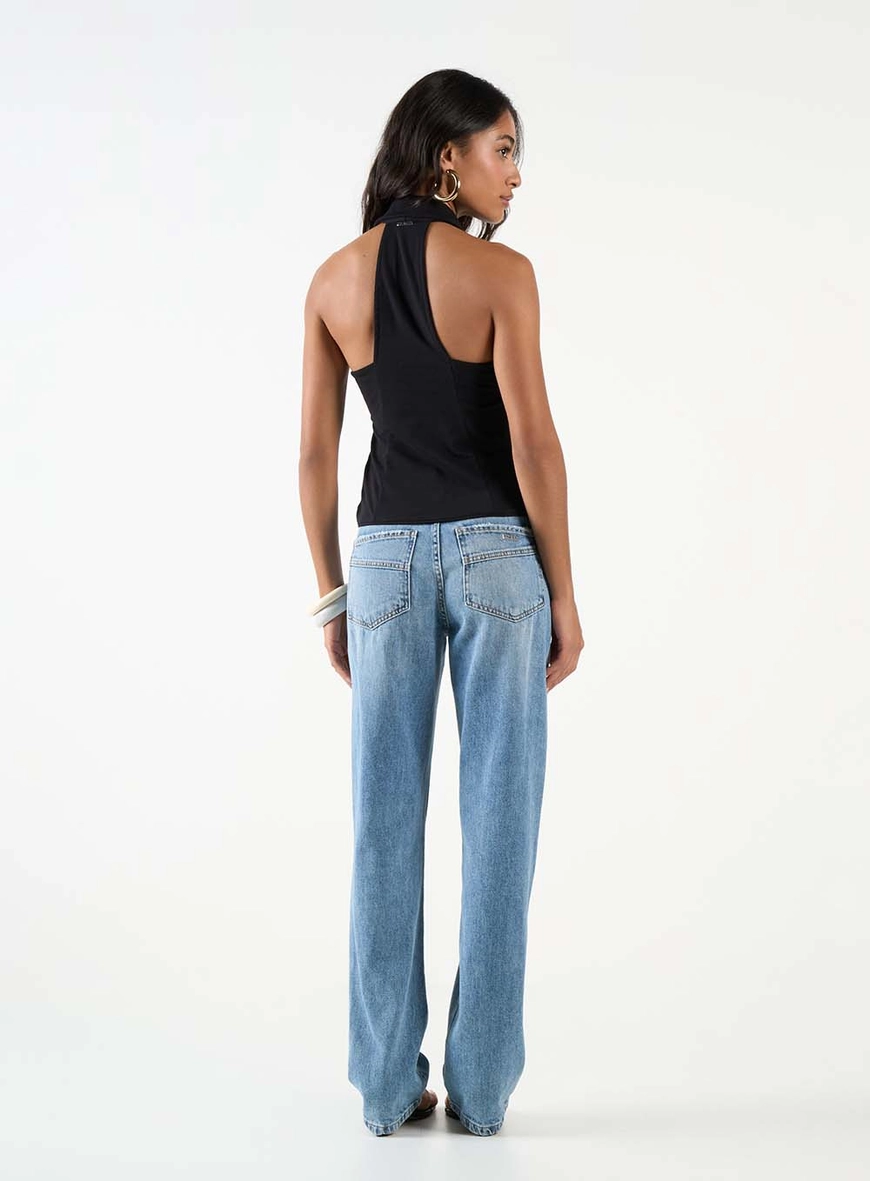 Blusa Halter Slim Gola Polo Preto 4
