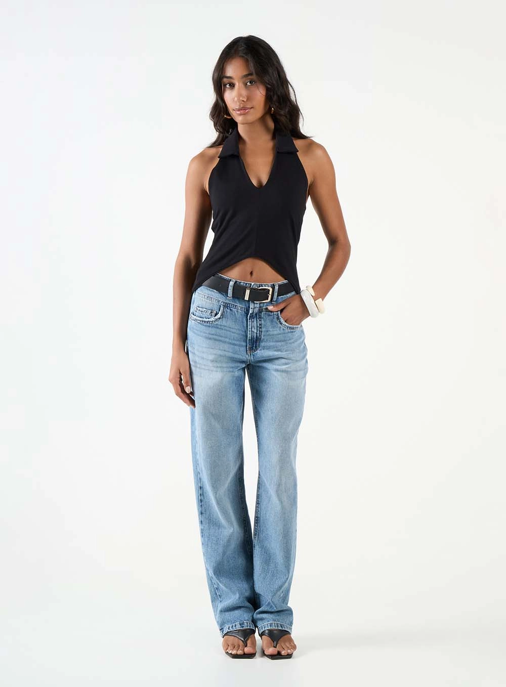 Blusa Halter Slim Gola Polo Preto 2