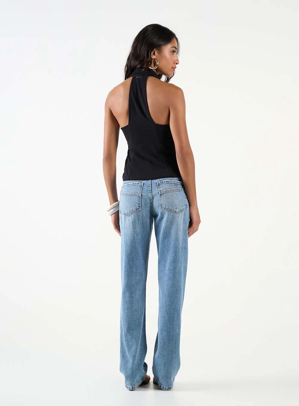 Blusa Halter Slim Gola Polo Preto 4