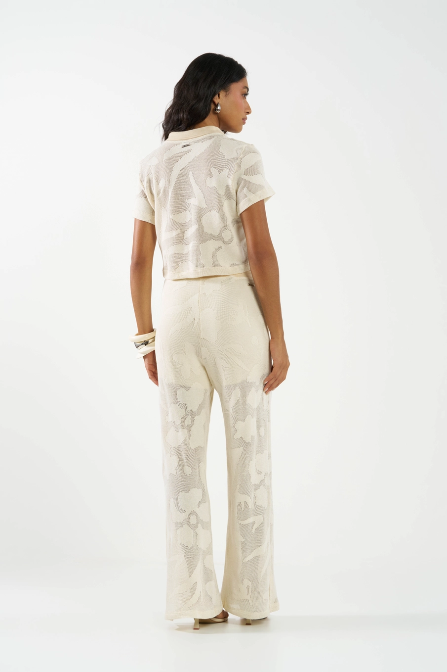 Blusa Comfort Estampada Texturizada Bege Italian 5