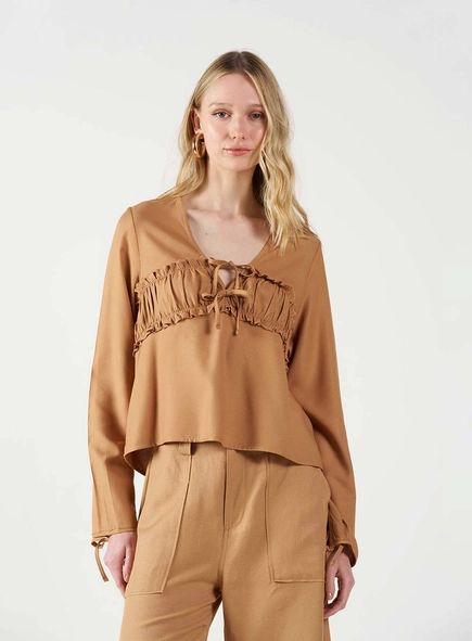 Blusa Manga Longa Comfy Com Amarração