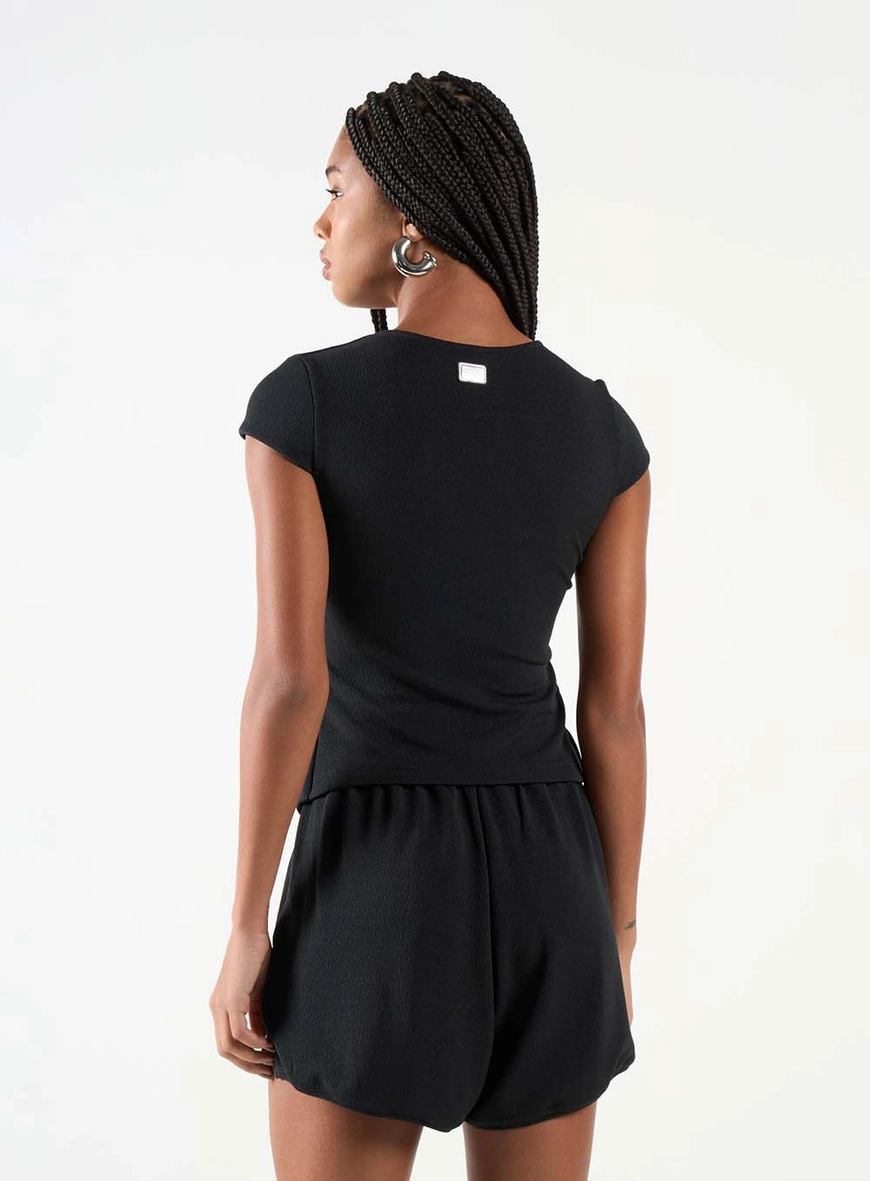 Blusa Slim Com Malha Texturizada Preto 3