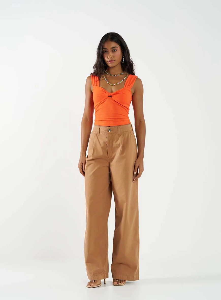 Blusa Slim Busto Com Torção Laranja 2