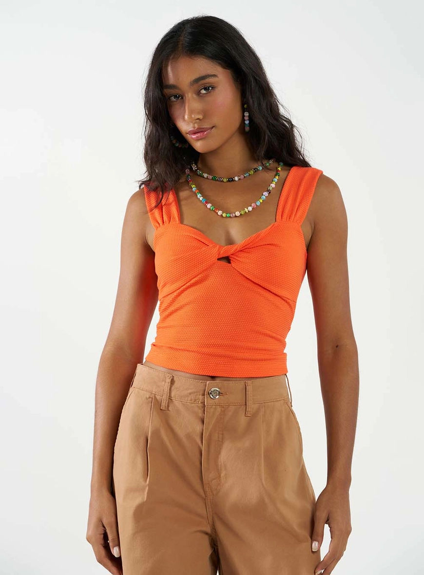 Blusa Slim Busto Com Torção Laranja 1