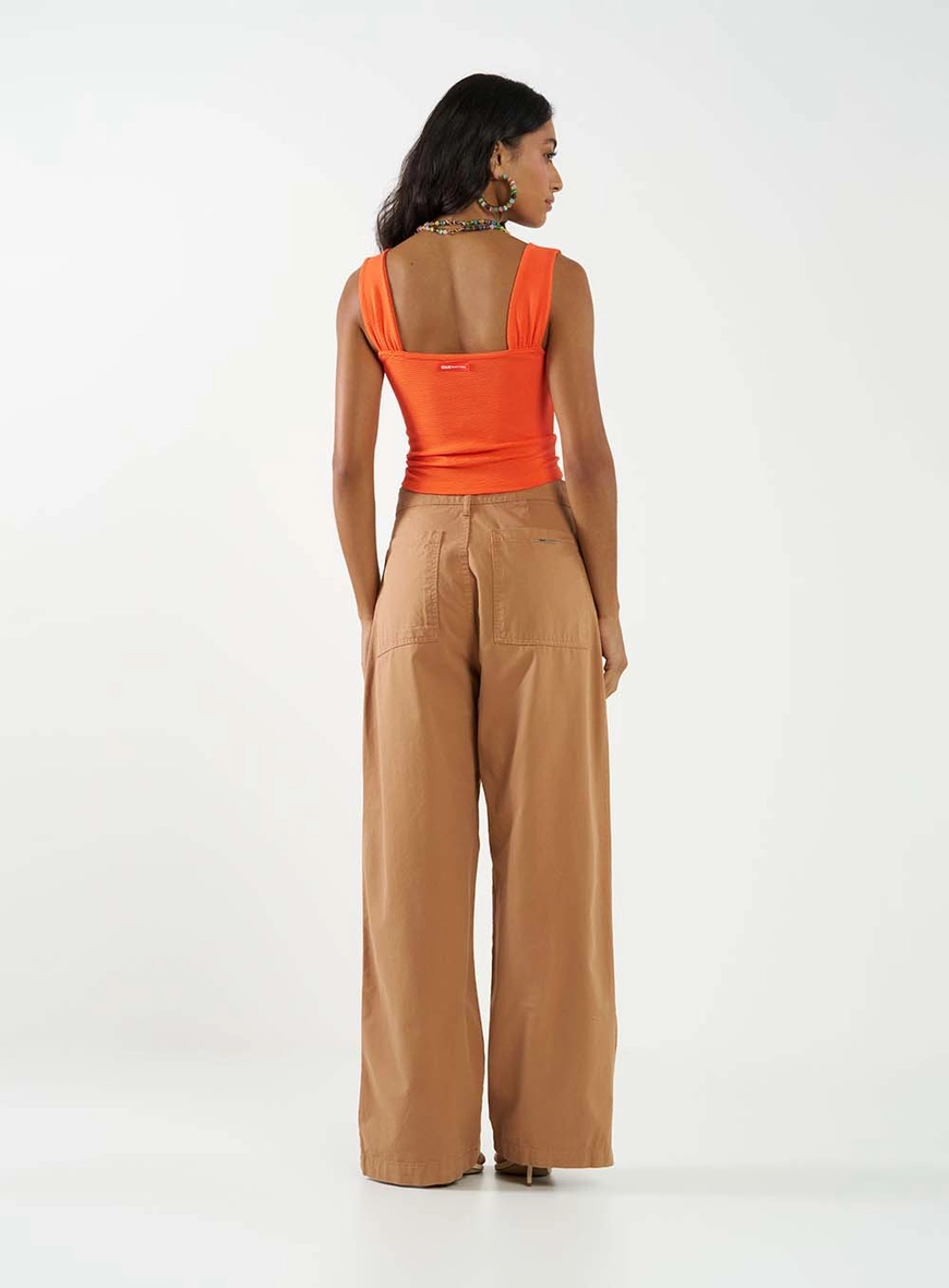 Blusa Slim Busto Com Torção Laranja 4