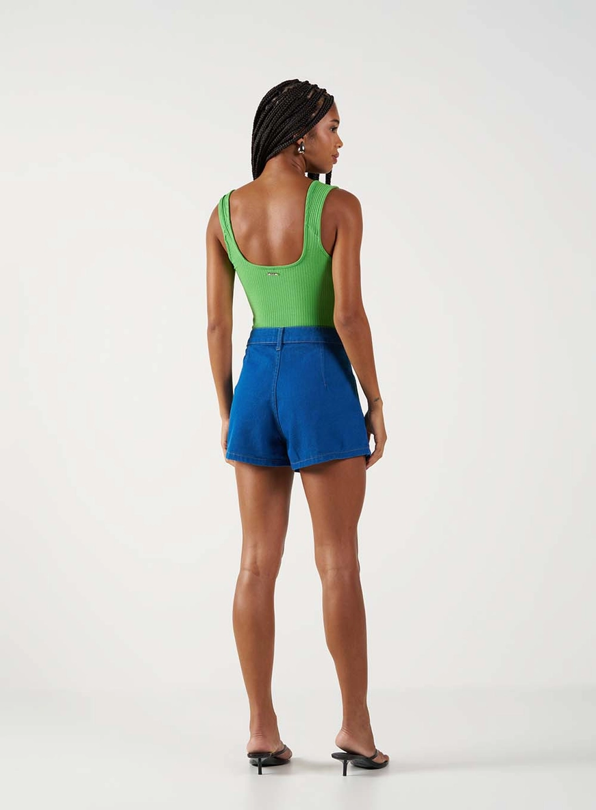 Regata Small Canelada Com Decote Quadrado Verde 4
