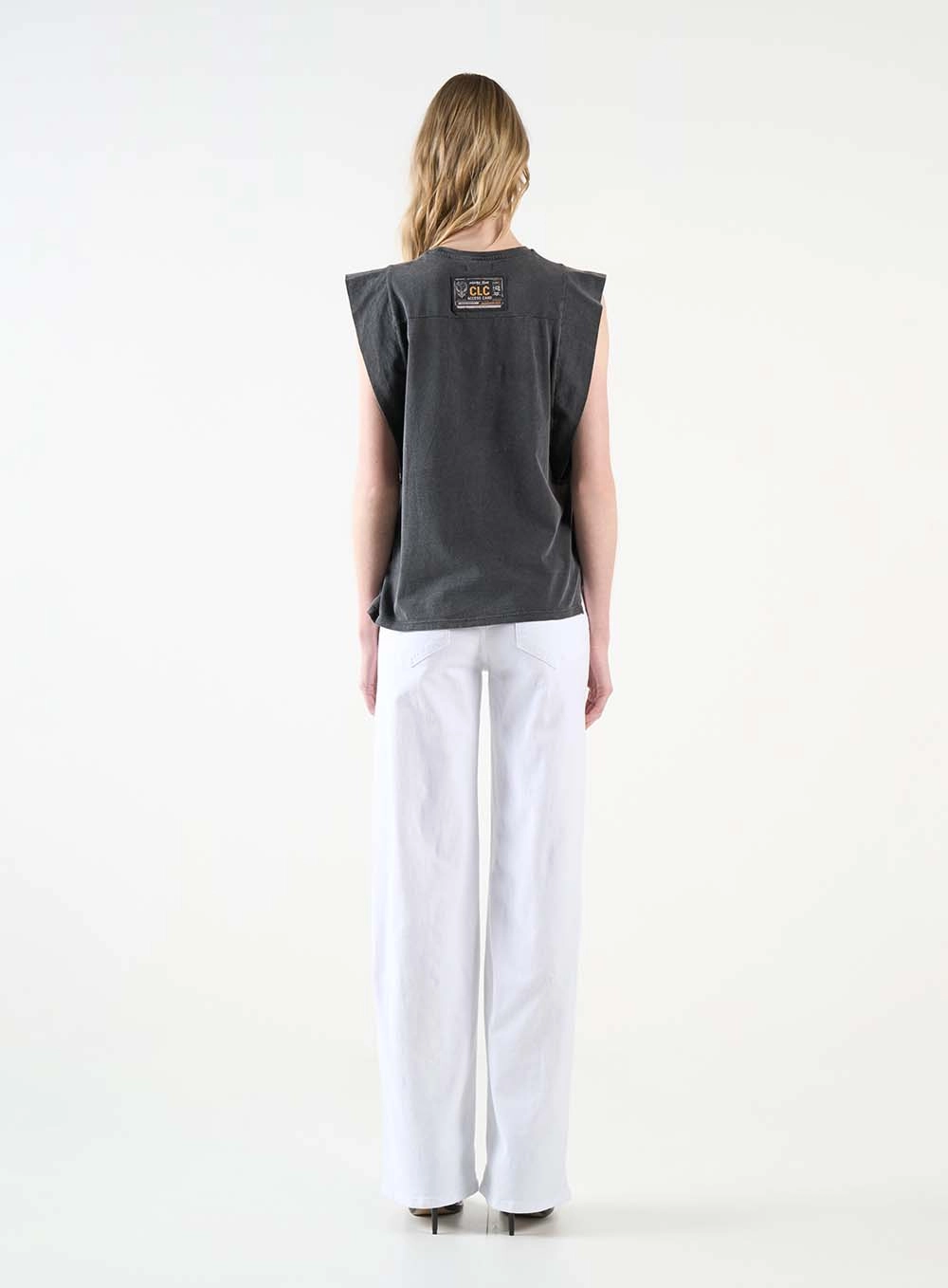 Regata Feminina Oversized Estampada Preto 5