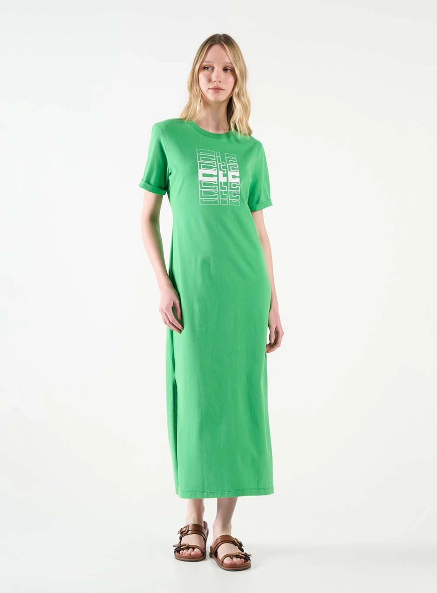 Vestido Midi Comfort Estilo T-shirt Verde 1