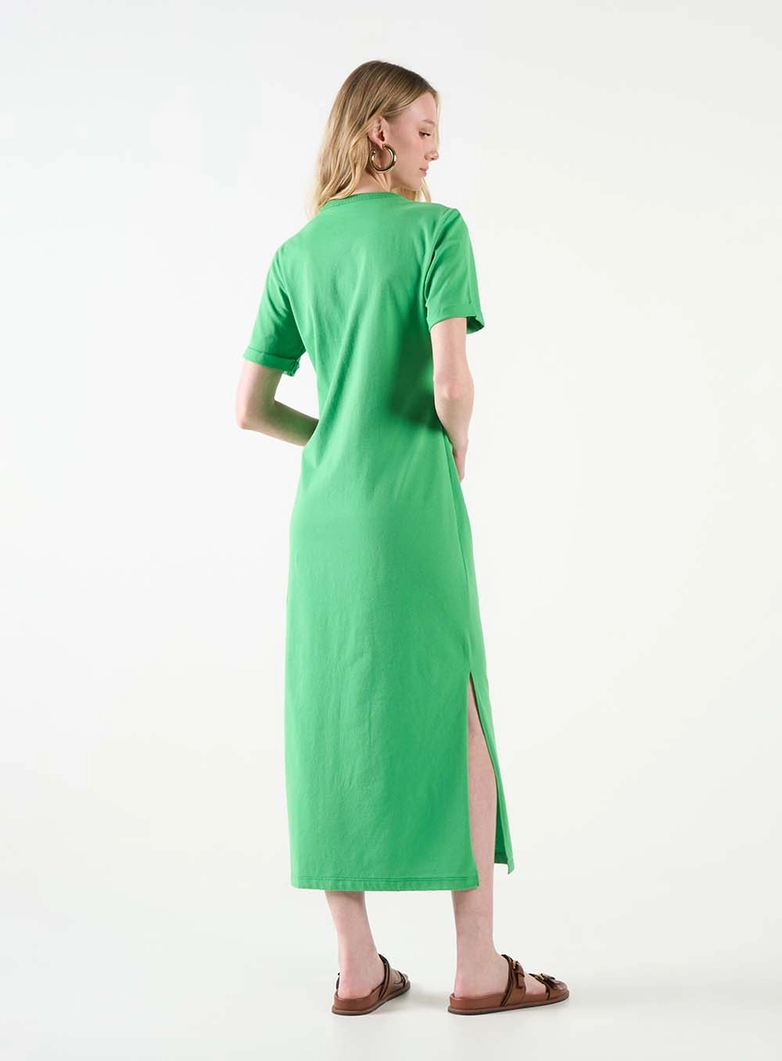 Vestido Midi Comfort Estilo T-shirt Verde 4