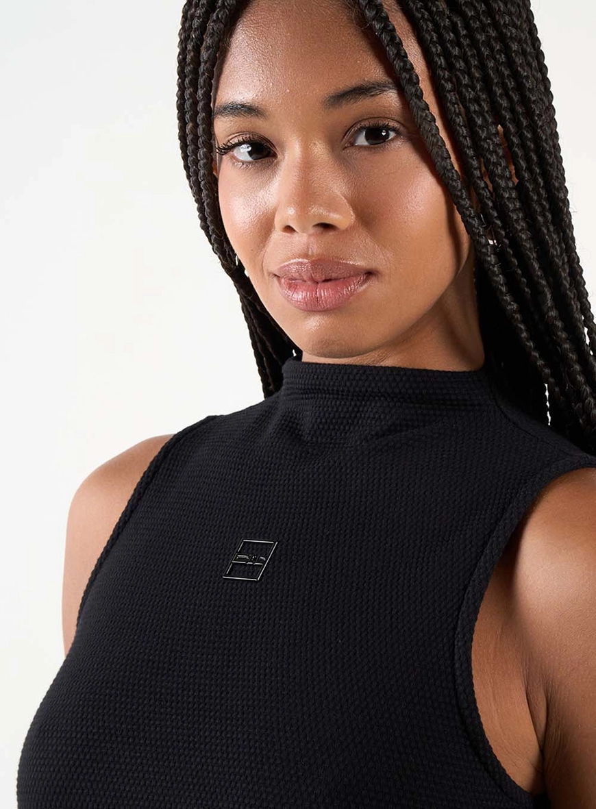 Vestido Curto Slim Gola Alta Preto 5