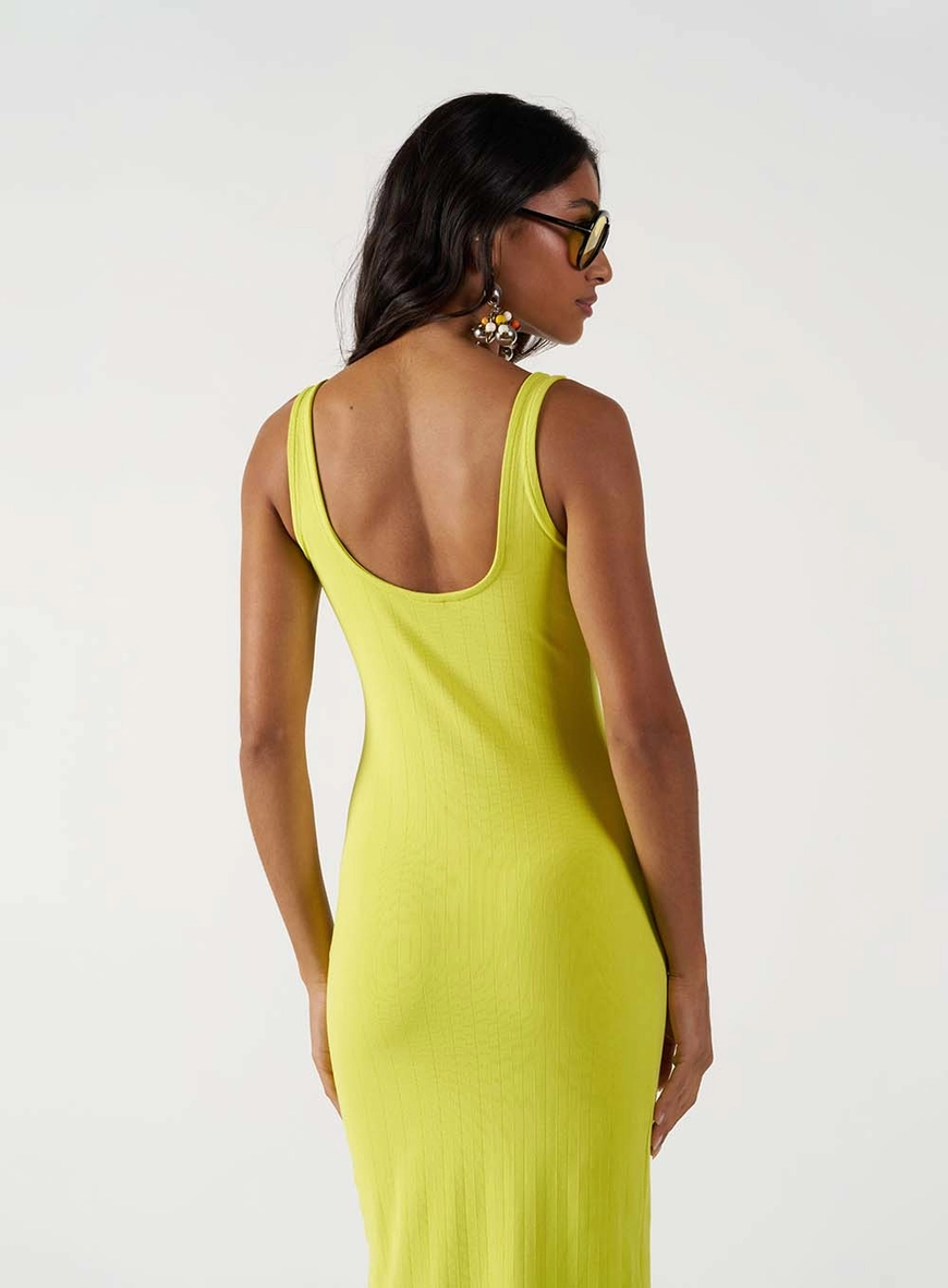 Vestido Slim Midi Canelado Amarelo 3