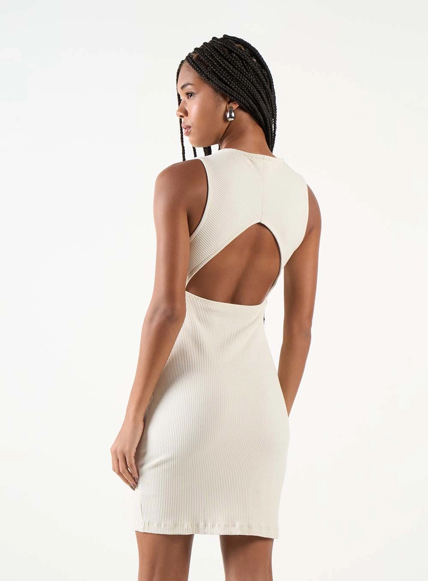 Vestido Curto Canelado Cava Americana Bege Italian 3