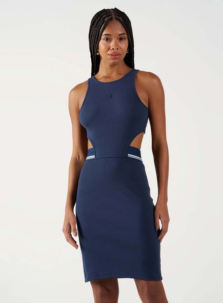 Vestido Slim Canelado Com Recortes
