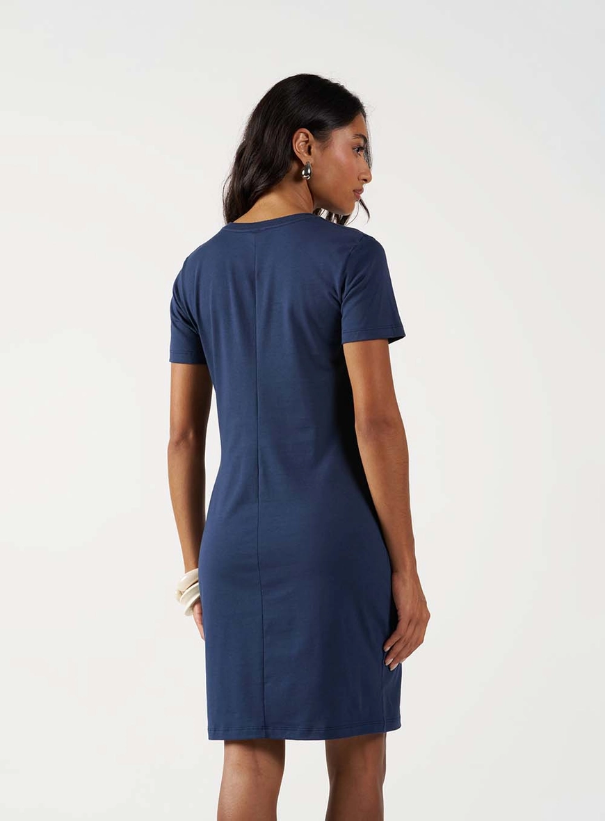 Vestido Comfort Curto Com Estampa Azul 3