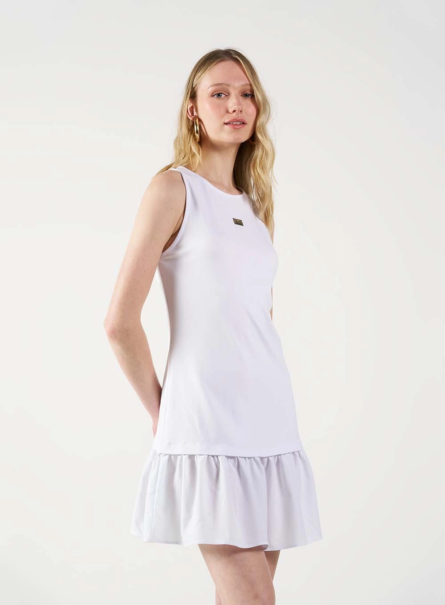 Vestido Curto Comfort Com Babados Branco 2