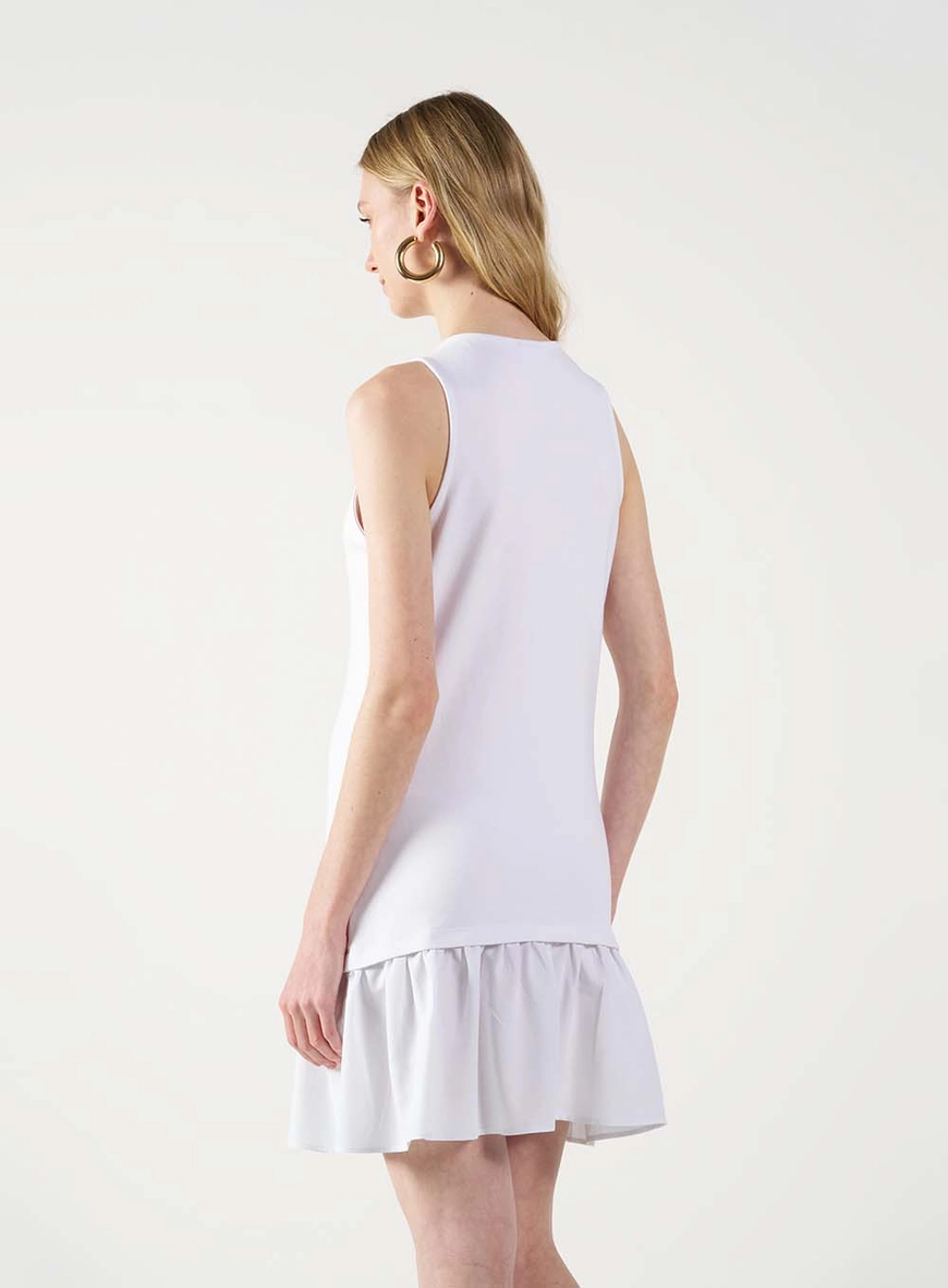Vestido Curto Comfort Com Babados Branco 3