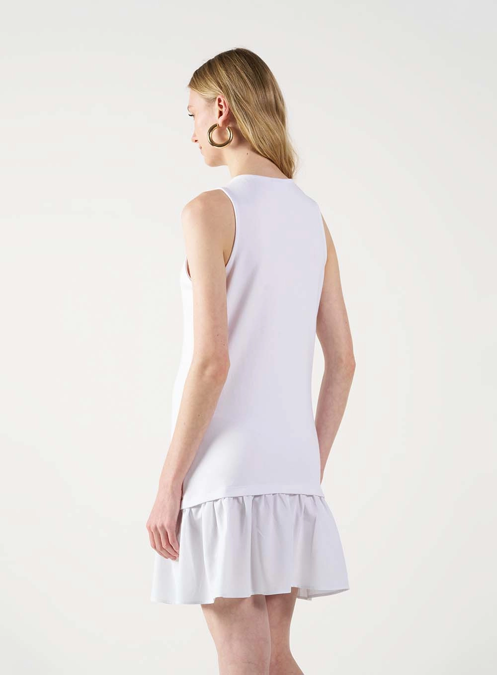 Vestido Curto Comfort Com Babados Branco 3