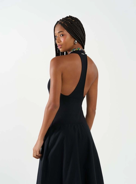 Vestido Midi Halter Balonê