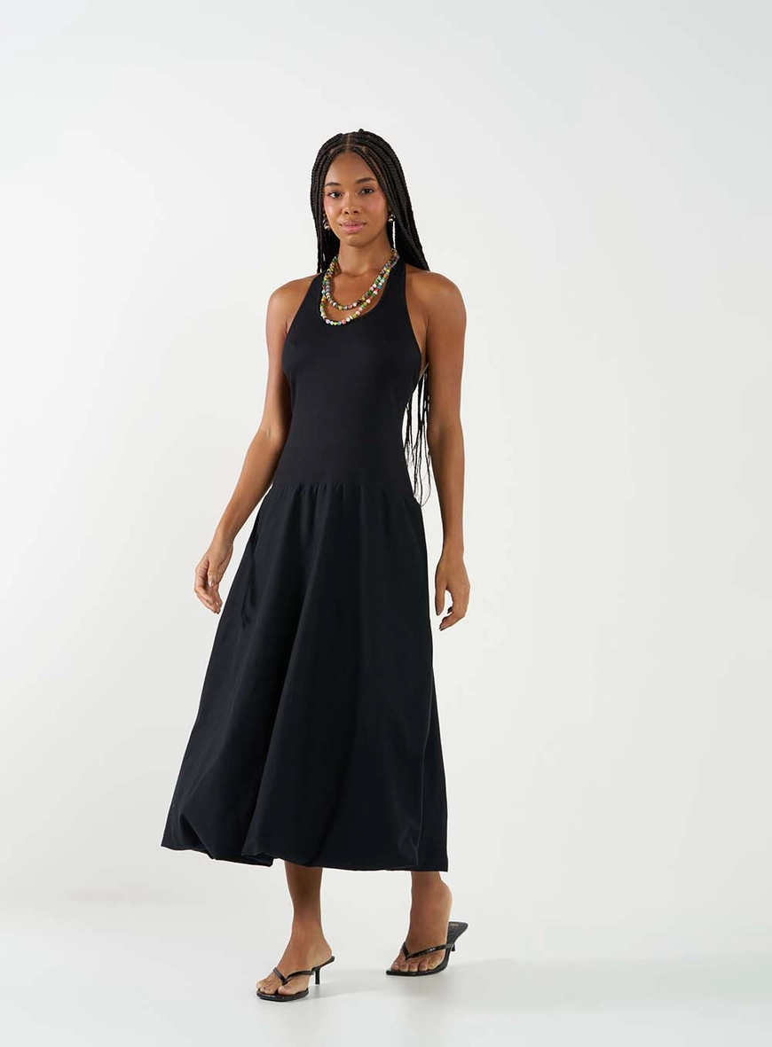Vestido Midi Halter Balonê Preto 3