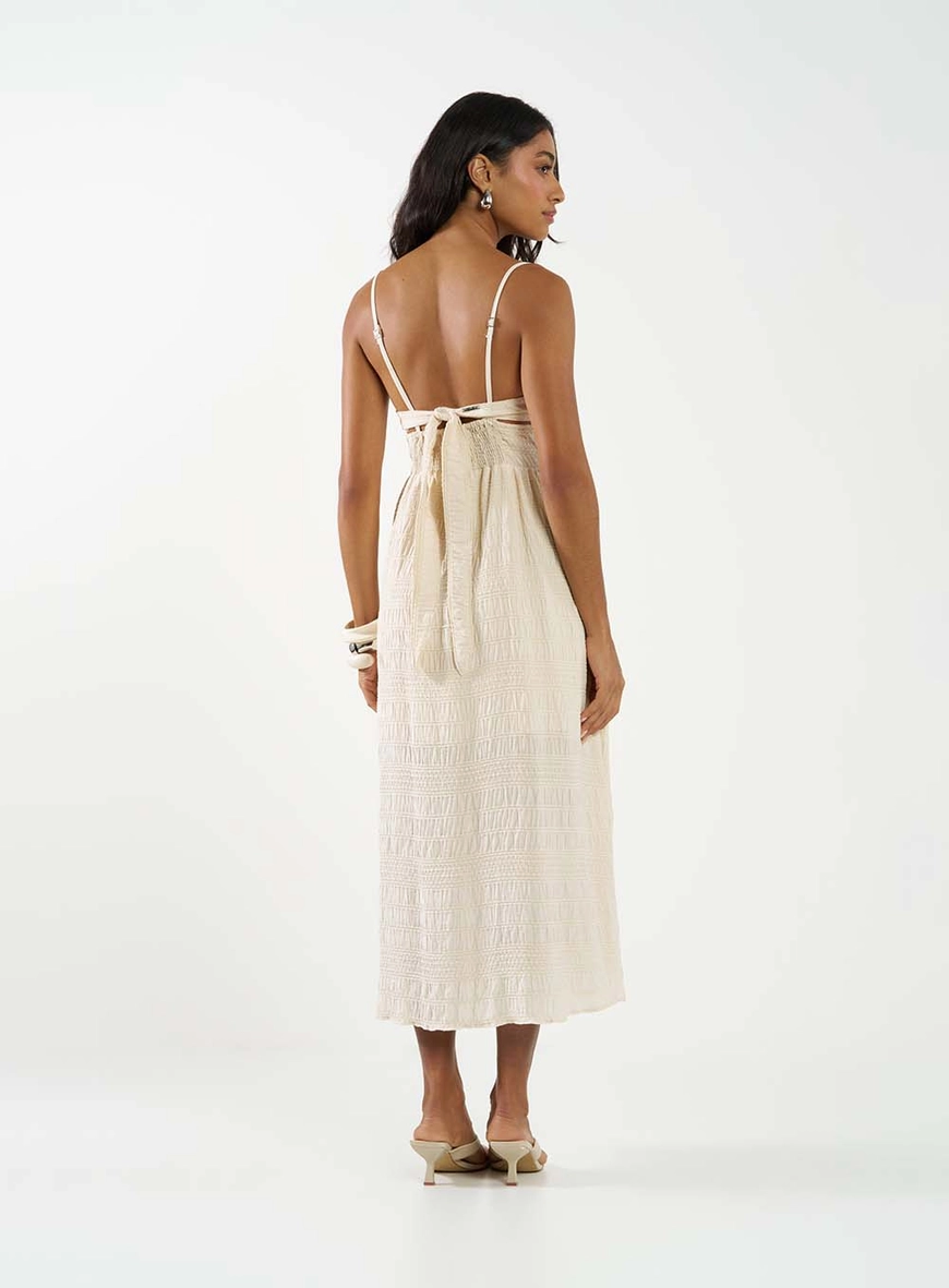 Vestido Midi Comfort Texturizado Bege Italian 4
