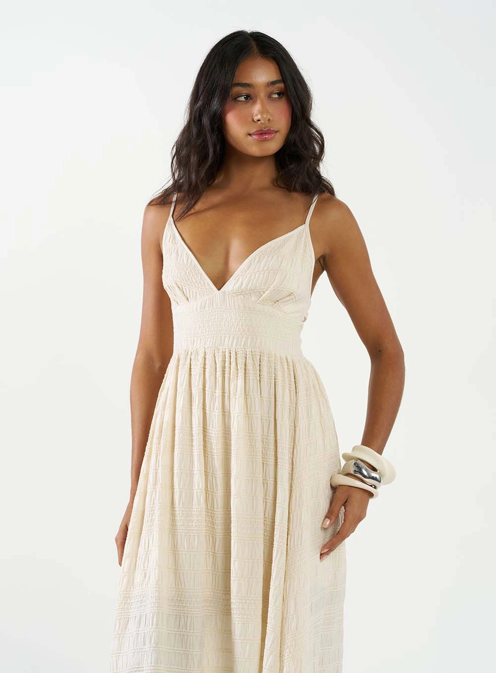 Vestido Midi Comfort Texturizado Bege Italian 2