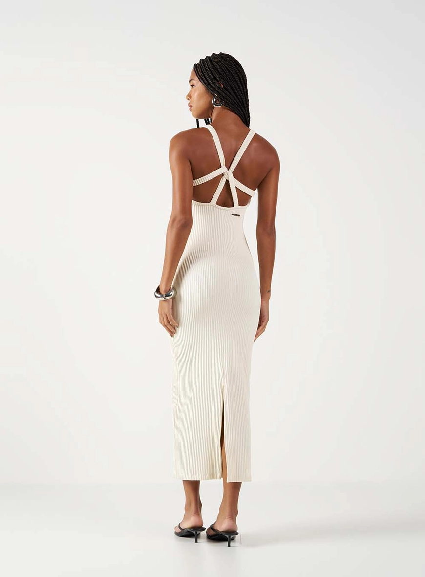 Vestido Longo Texturizado Com Costas Cruzadas Off Shell 4