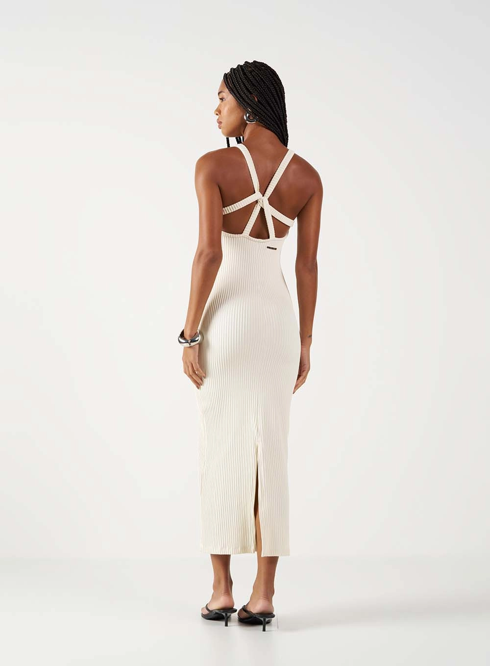 Vestido Longo Texturizado Com Costas Cruzadas Off Shell 4