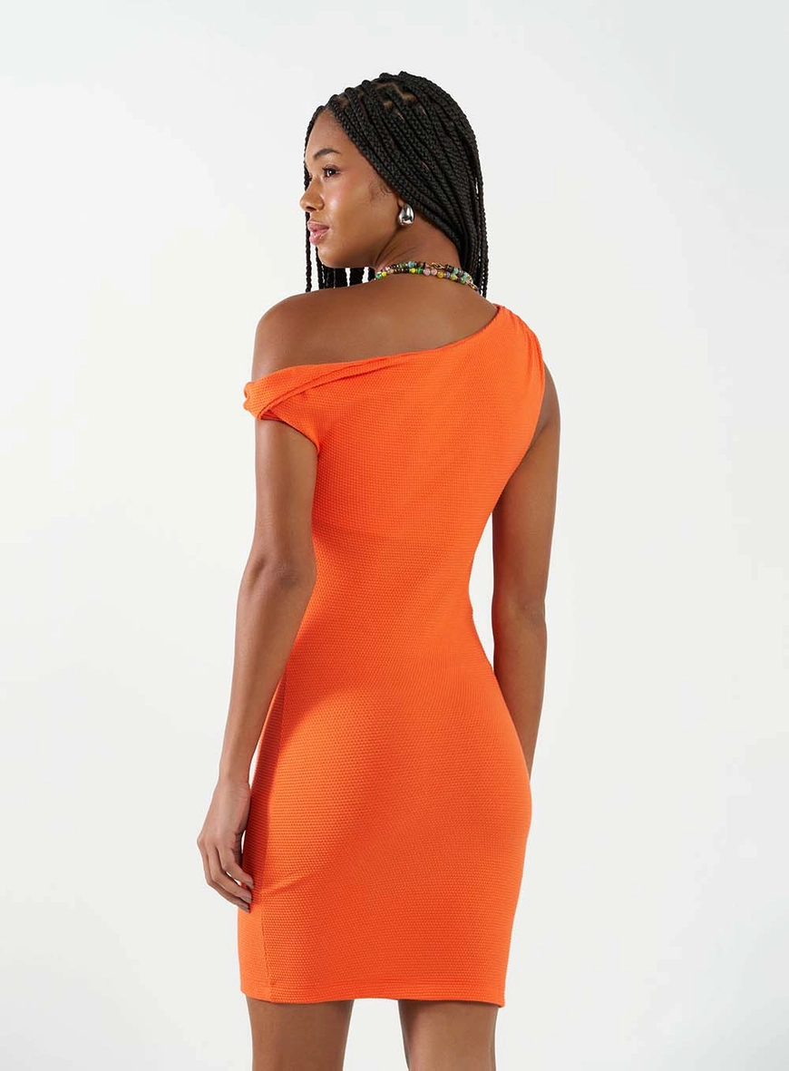 Vestido Curto Small De Malha Texturizada Laranja 3