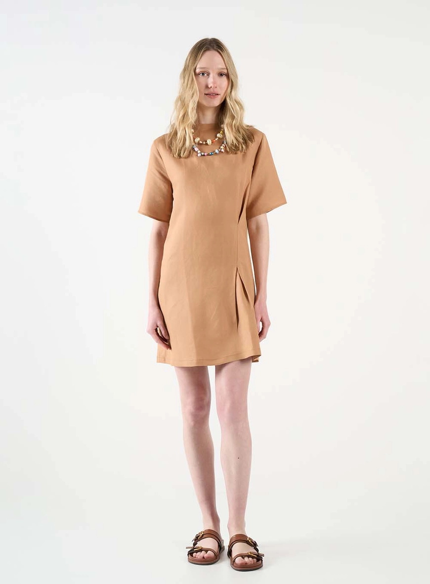 Vestido T-dress Linho Boy Marrom Delle 1