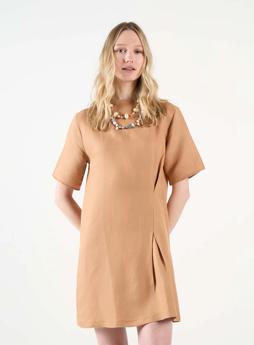 Vestido T-dress Linho Boy Marrom Delle 2