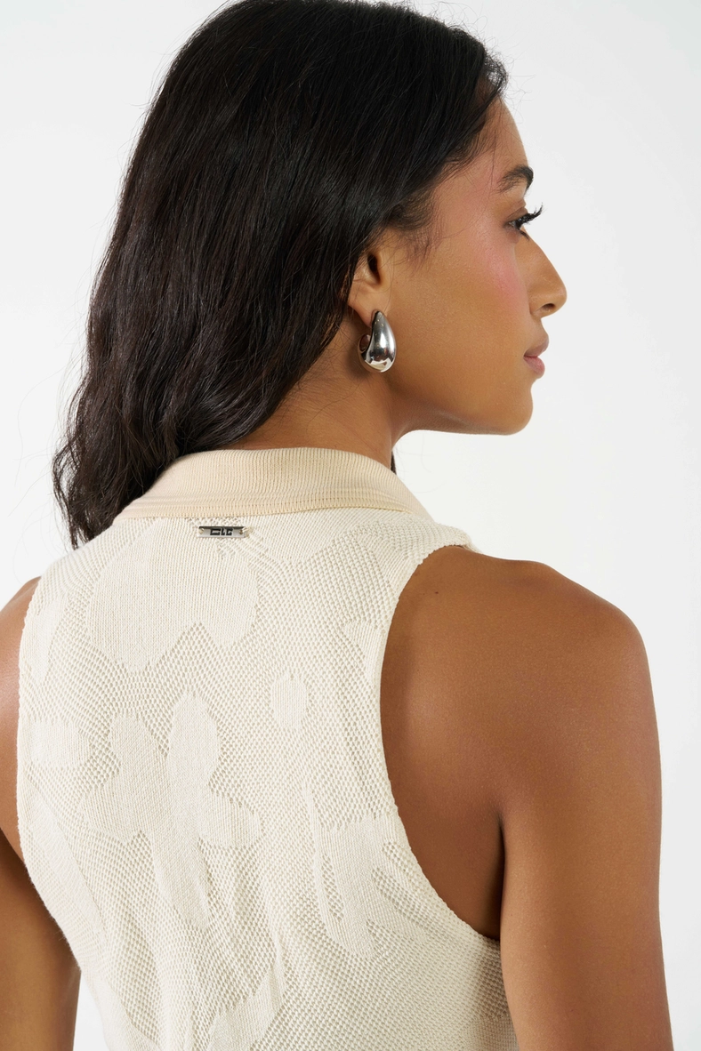 Vestido Midi Slim Com Fenda Estampado Bege Italian 5