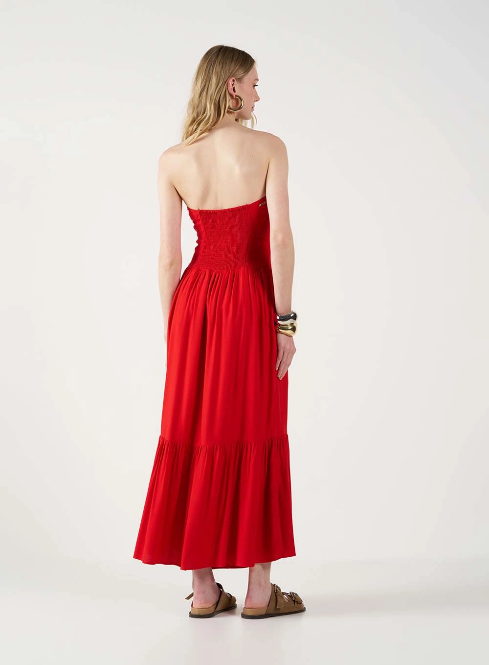 Vestido Midi Tomara Que Caia Com Vazado Frontal Vermelho 4