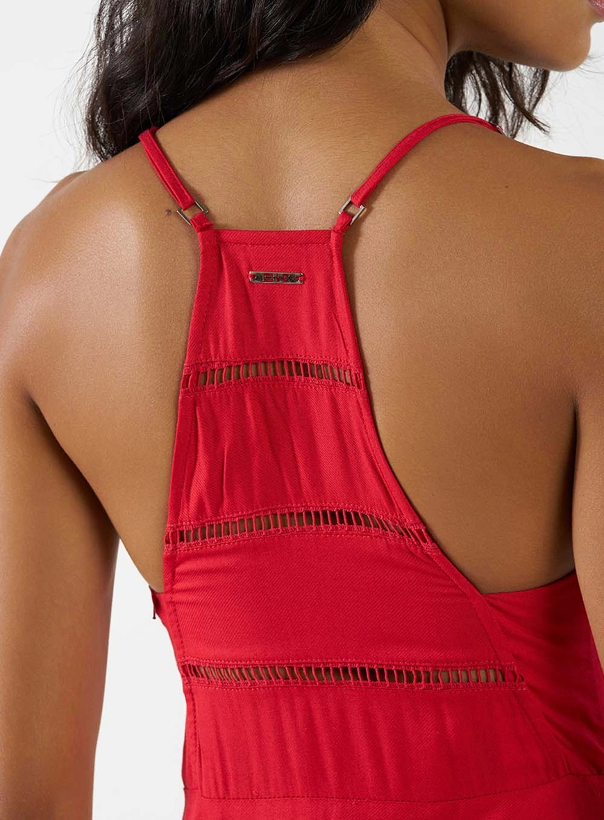 Vestido Assimétrico Comfort Decote V Vermelho 3