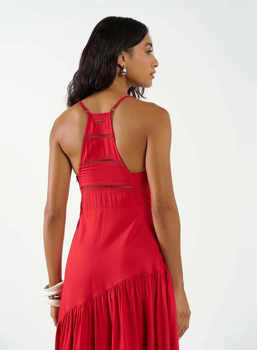 Vestido Assimétrico Comfort Decote V Vermelho 4