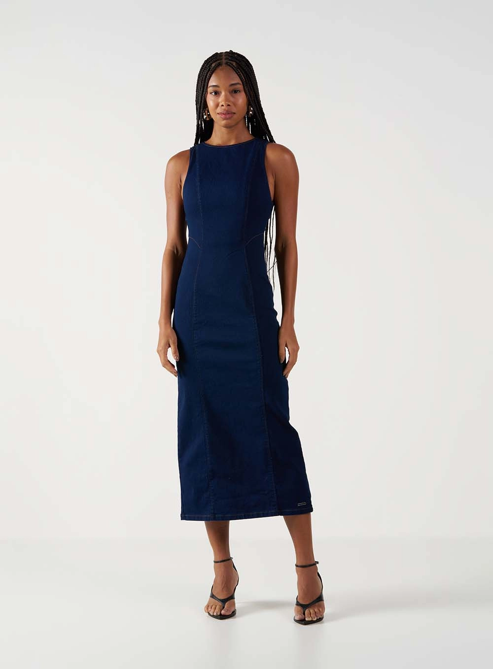 Vestido Jeans De Alfaiataria Midi Índigo 1