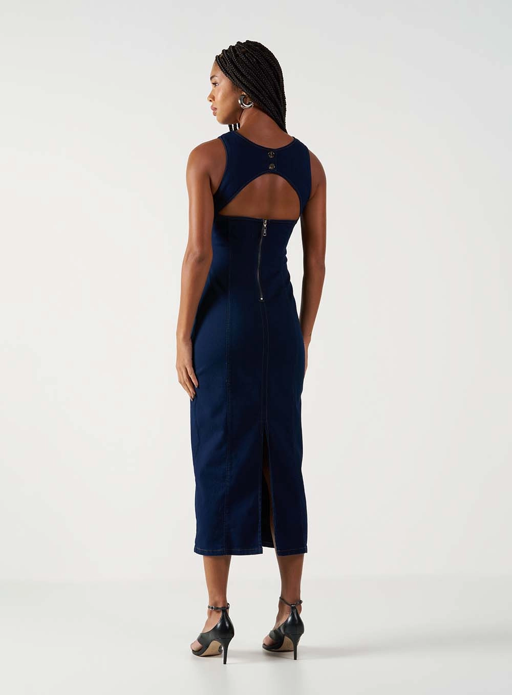 Vestido Jeans De Alfaiataria Midi Índigo 4