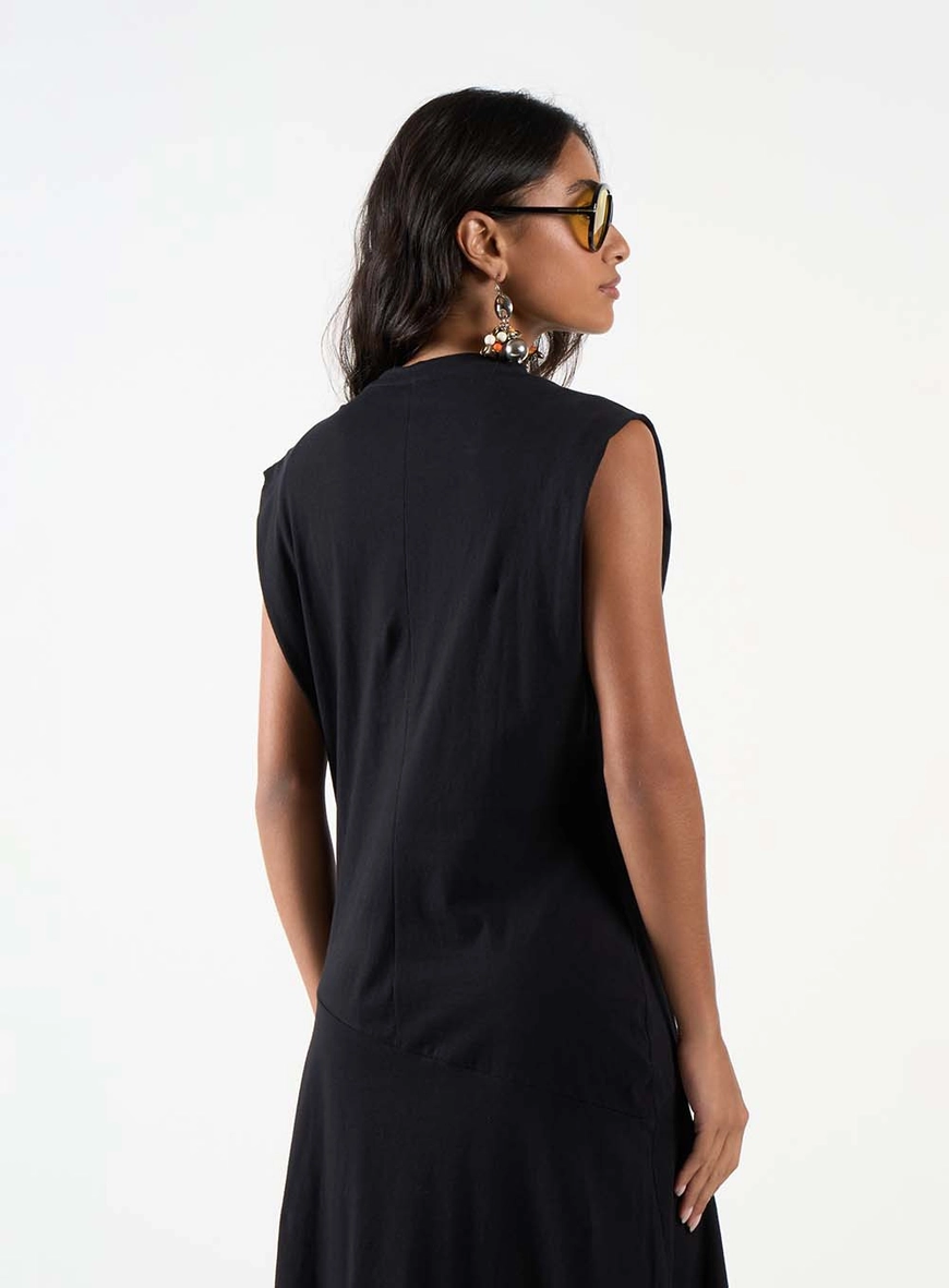Vestido Midi Básico Confort Sem Manga Preto 3