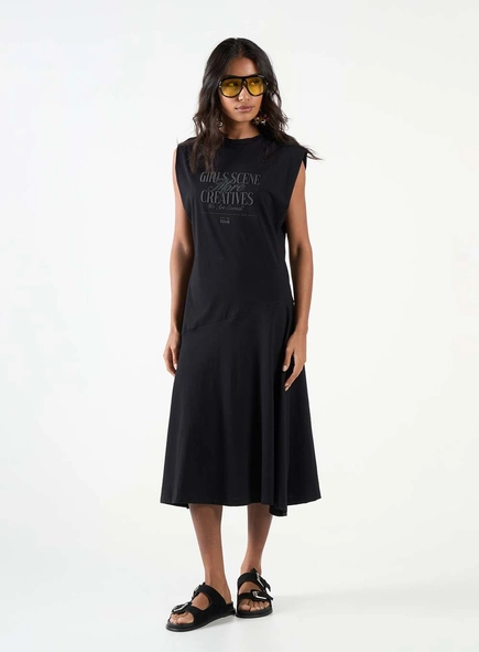 Vestido Midi Básico Confort Sem Manga