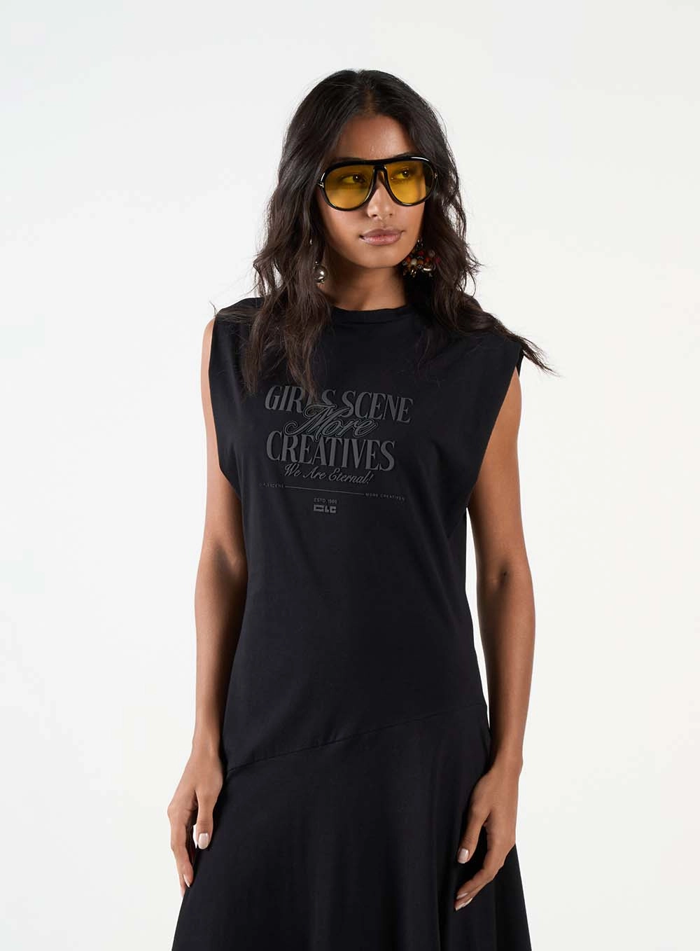 Vestido Midi Básico Confort Sem Manga Preto 2